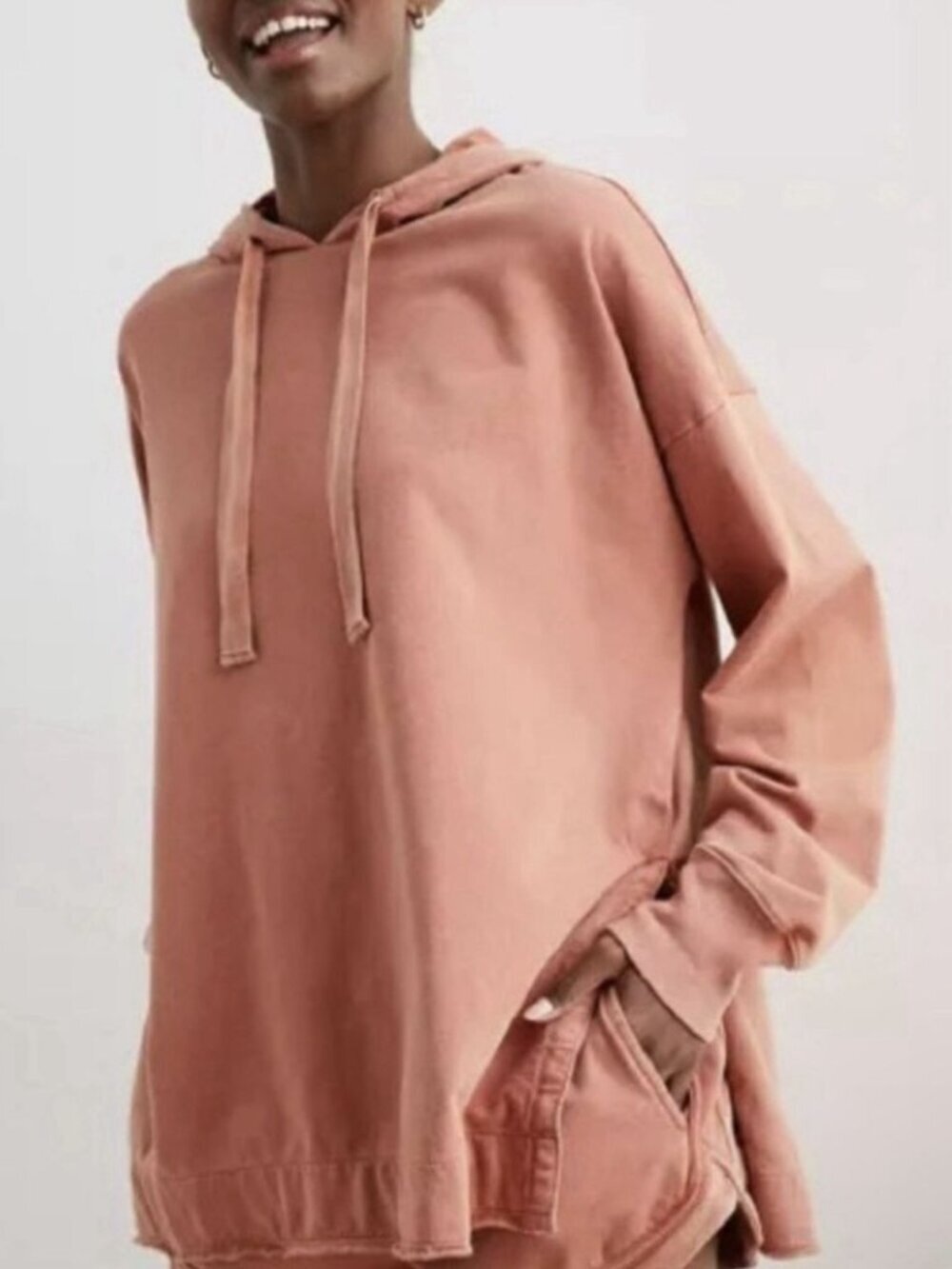 Aerie Sunwashed Terracotta Rust Oversized Hoodie Pullover Sweatshirt Size XS